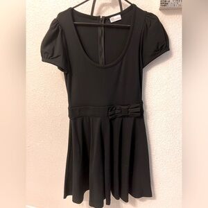 Red Valentino Black Short Sleeve Dress with Bow